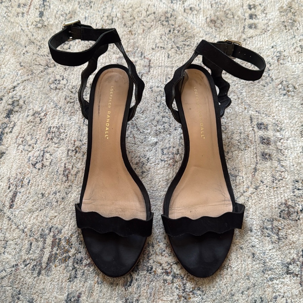 Loeffler Randall black suede sandal with ankle strap size 9
